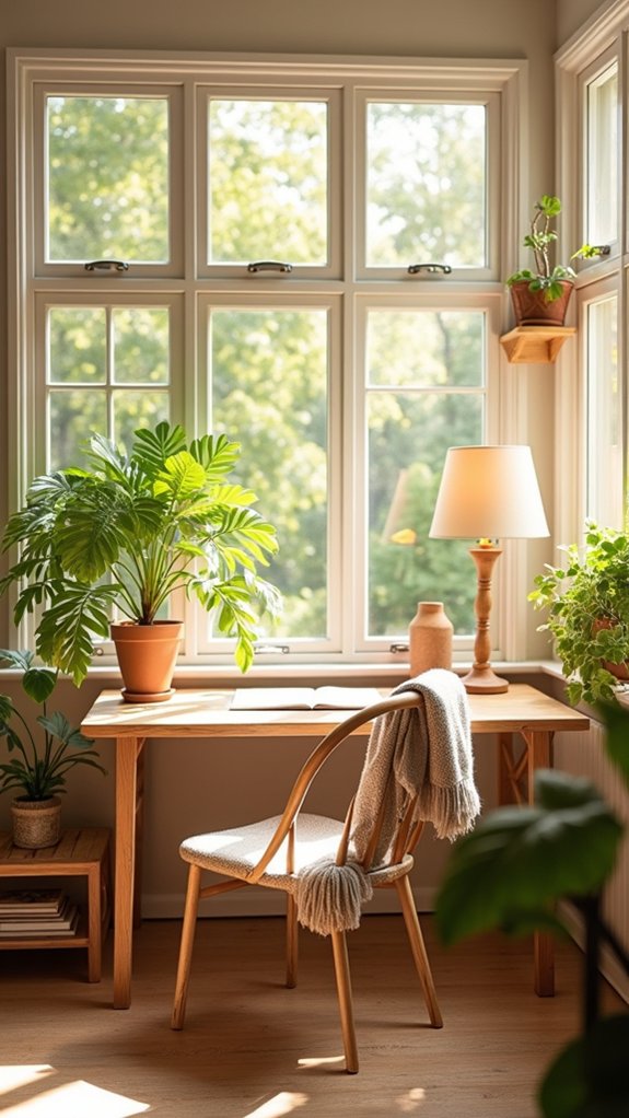 natural wood cozy office