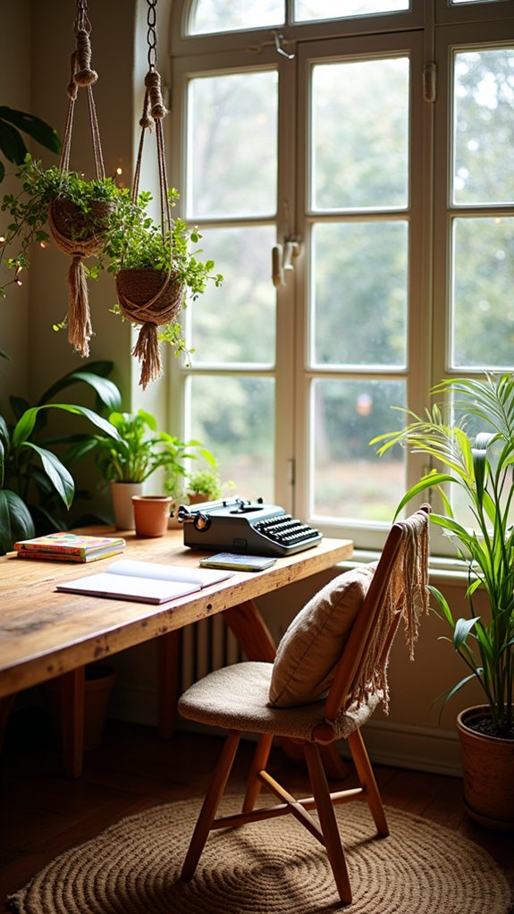 natural wood office decor