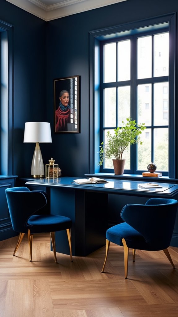 navy blue office elegance