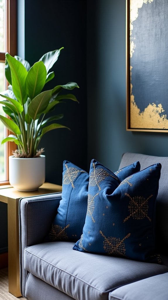 navy blue pillow decor