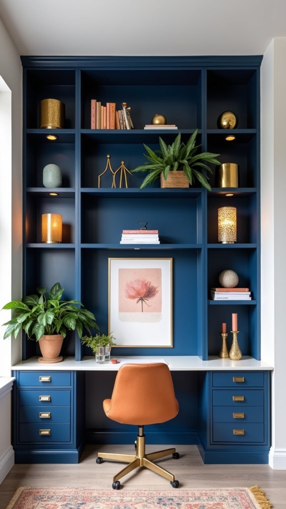 navy blue shelving elegance