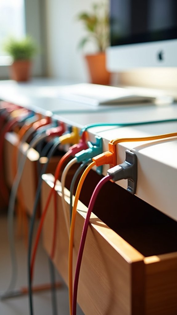 organized workspace with clips