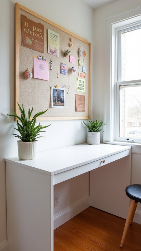 organized workspace with pinboard