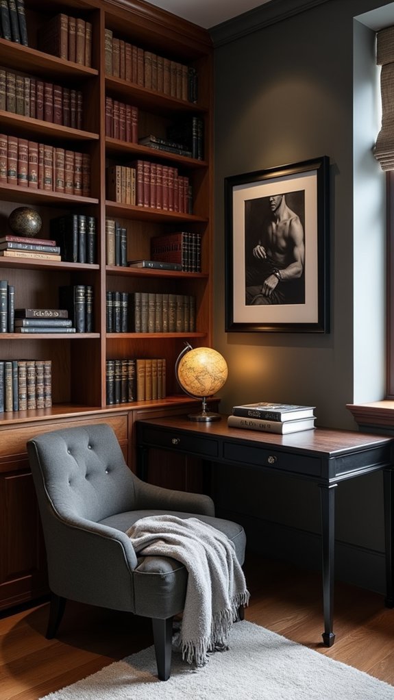 personalized masculine library corner