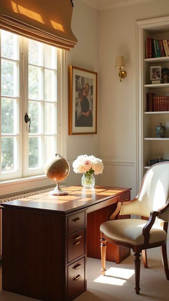 personalized workspace with memorabilia