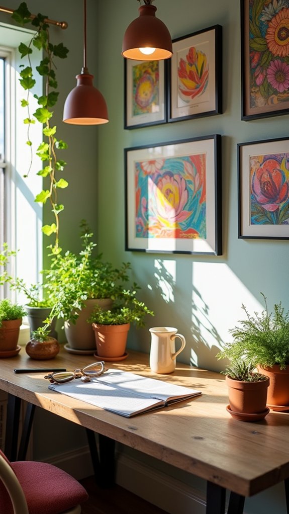personalized workspace with plants