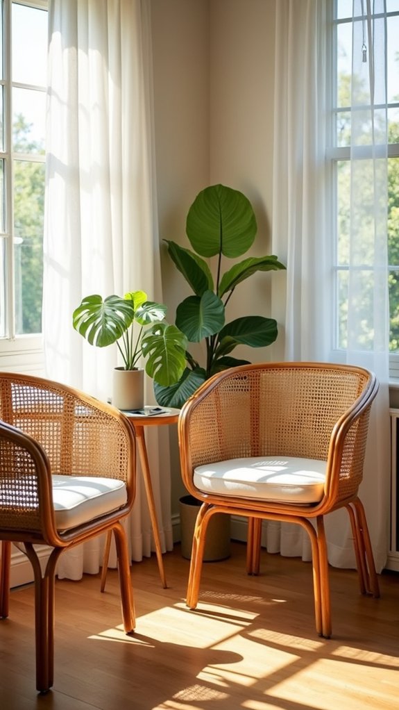 rattan armchairs enhance workspace