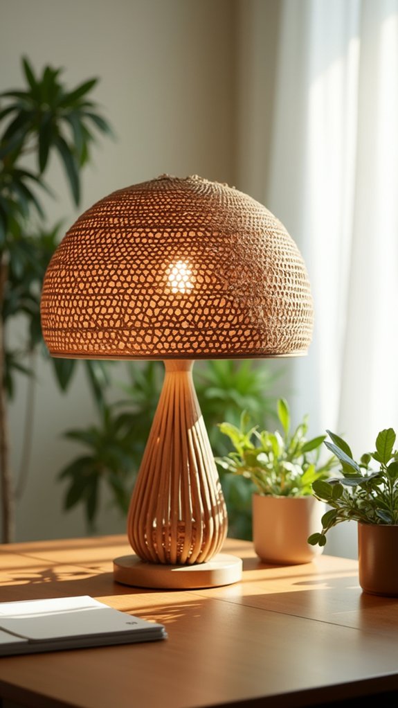 rattan desk lamps enhance ambiance