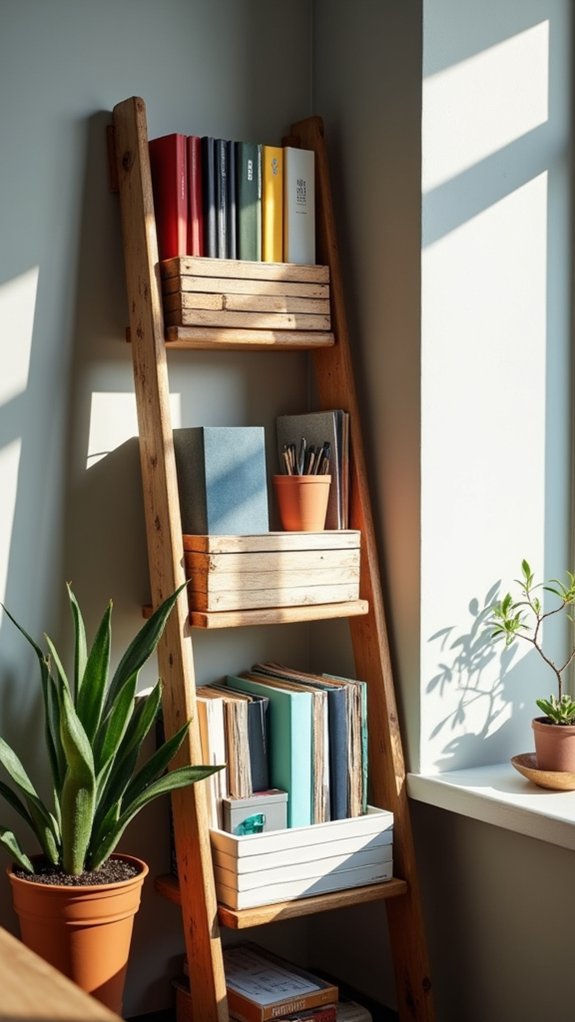 repurposed ladder for display