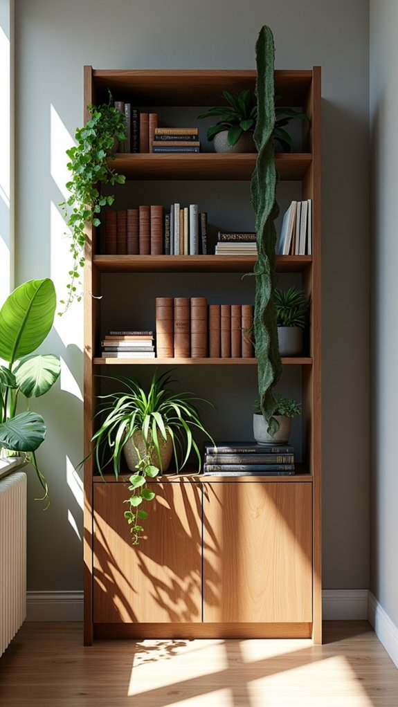 revitalizing office bookshelf greenery