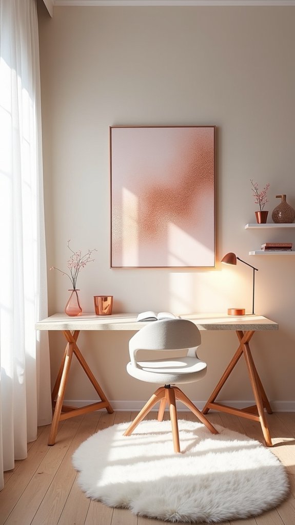 rose gold office art