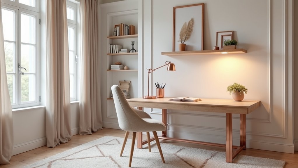 rose gold office decor ideas