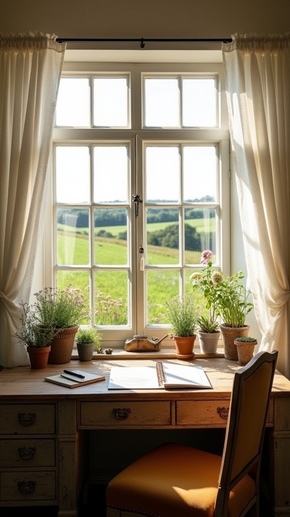rustic bay window workspace