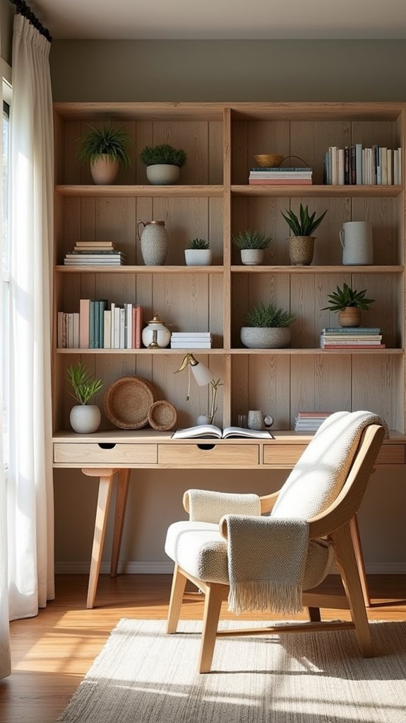 rustic bookshelf adds warmth