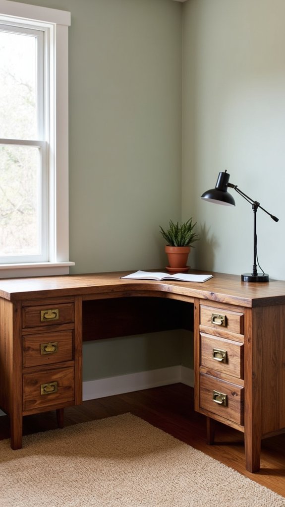 rustic warmth in workspace