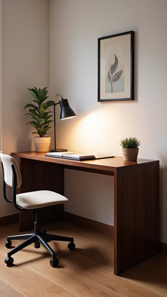 serene minimalist wood workstations