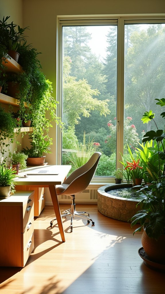 serene workspace with greenery