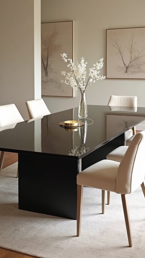 sleek black conference table