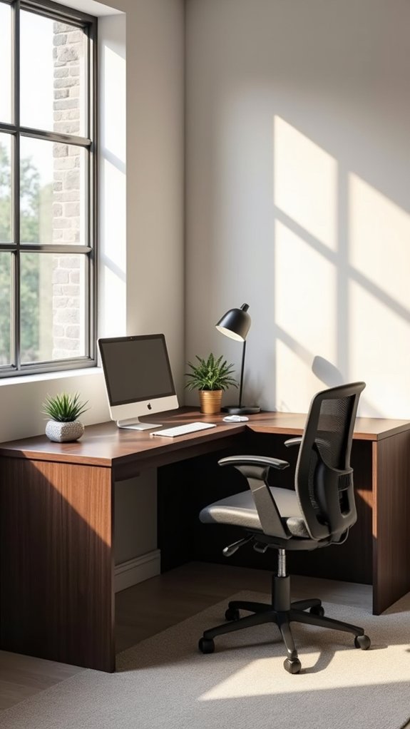 sleek desk with organized cables