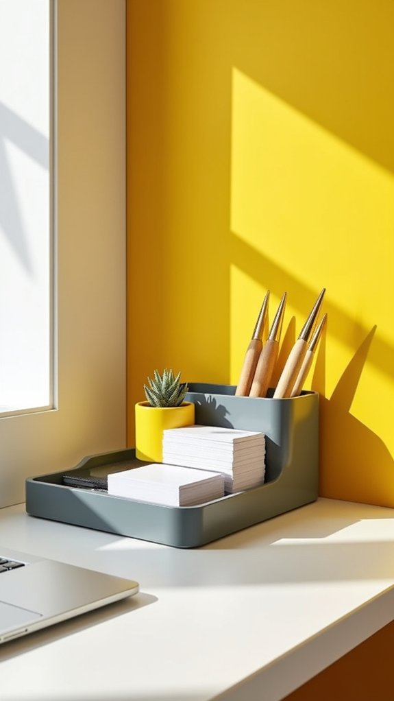 sleek grey desk organizers