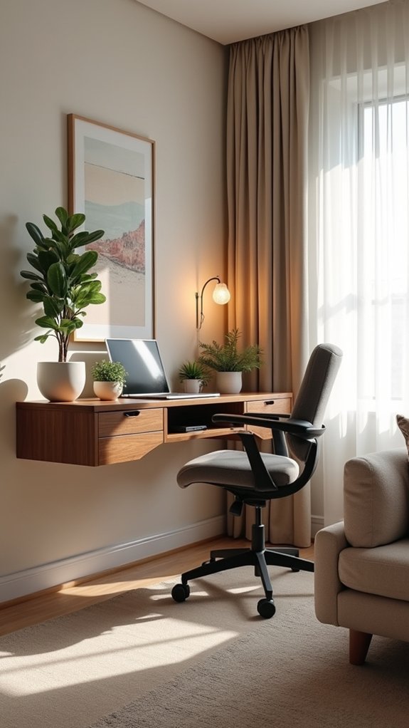 sleek space saving wall desk