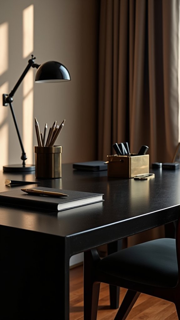sophisticated black desk accessories