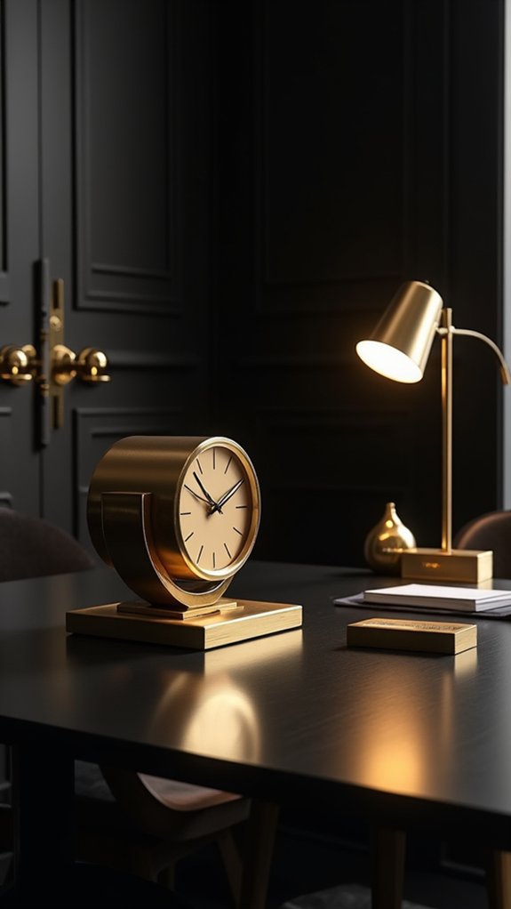 sophisticated brass black clock