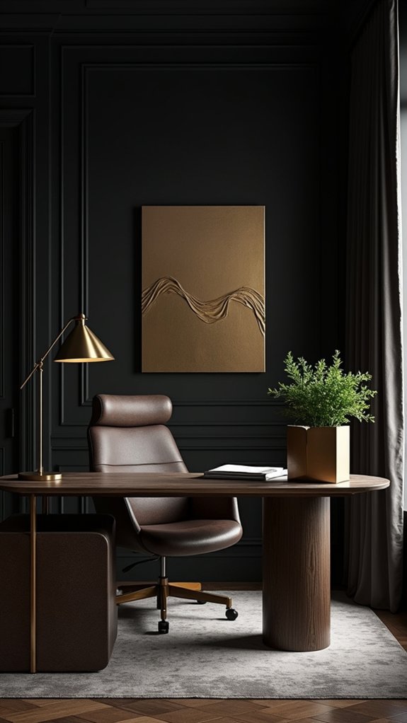 sophisticated metallic office accents