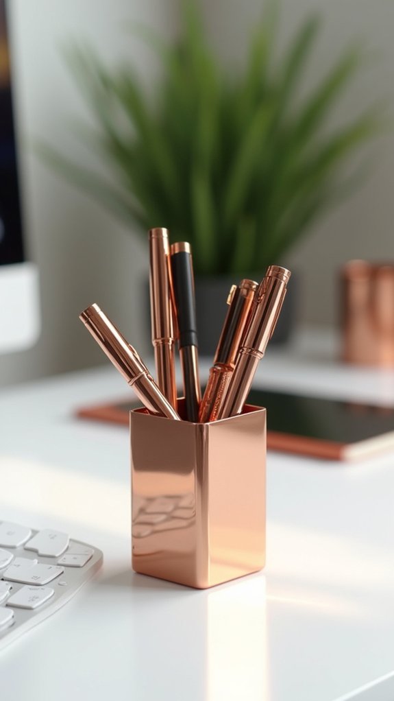 sophisticated rose gold organization
