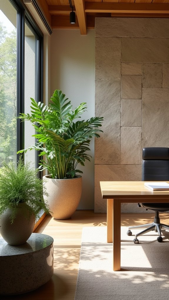 stone elements enhance decor