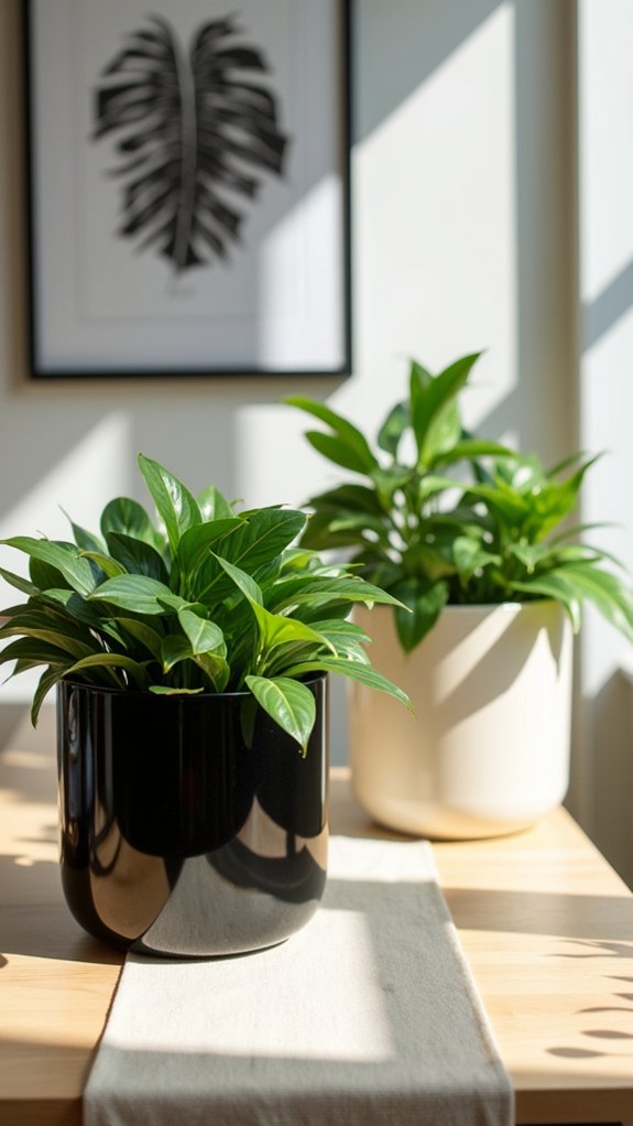 stylish black and cream pots
