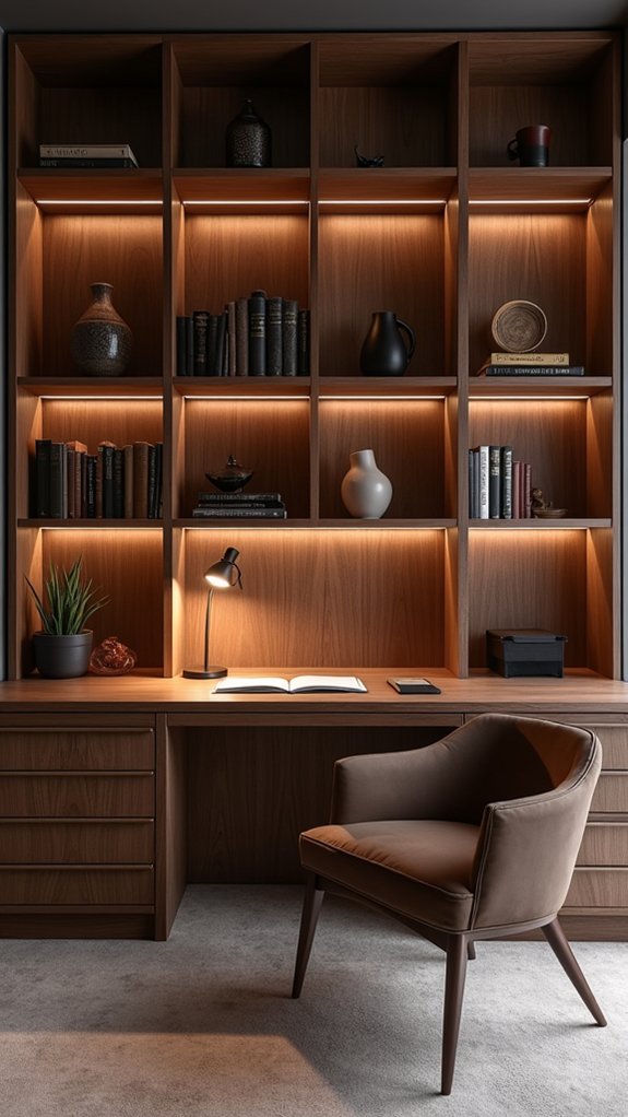 stylish dark wood shelving