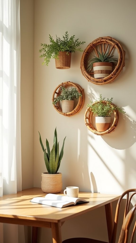 stylish functional rattan shelves