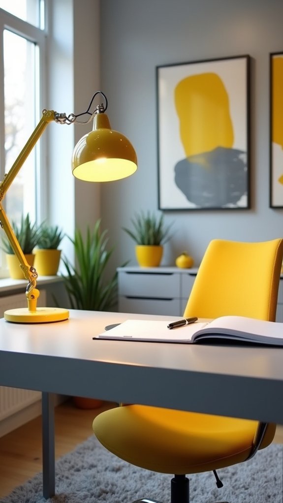 stylish grey desk workspace