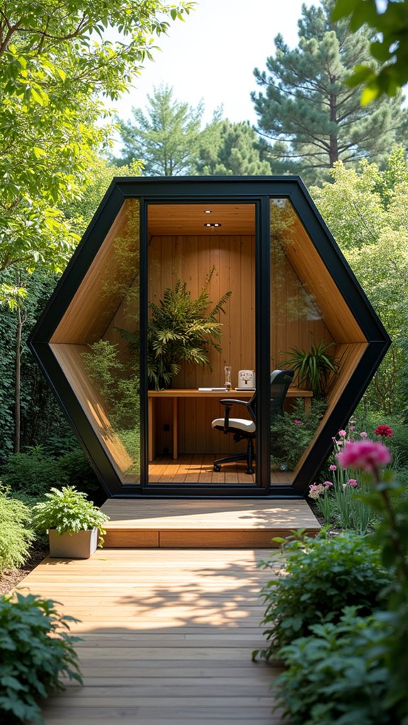 stylish hexagonal outdoor workspace