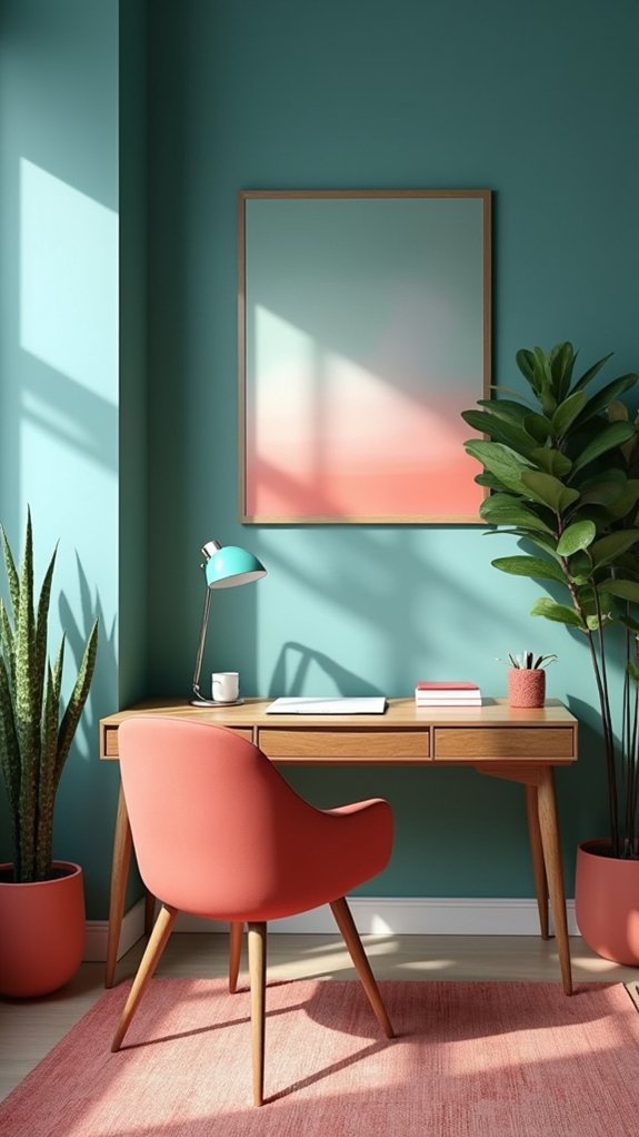 teal and coral workspace inspiration