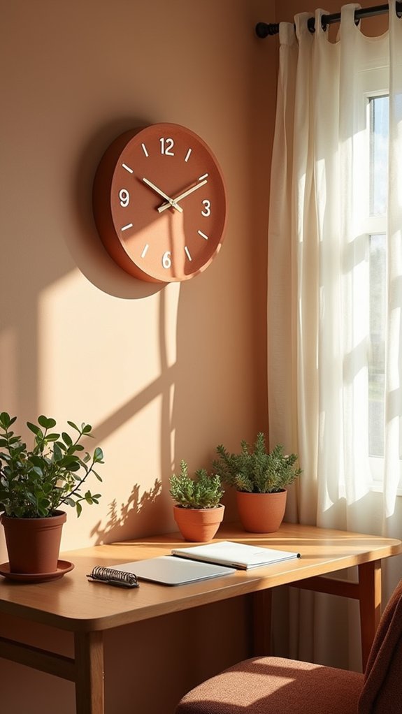 terracotta clocks enhance decor