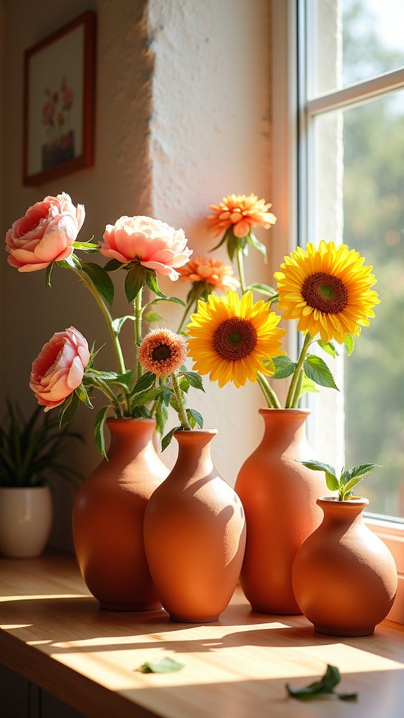 terracotta vases enhance workspace