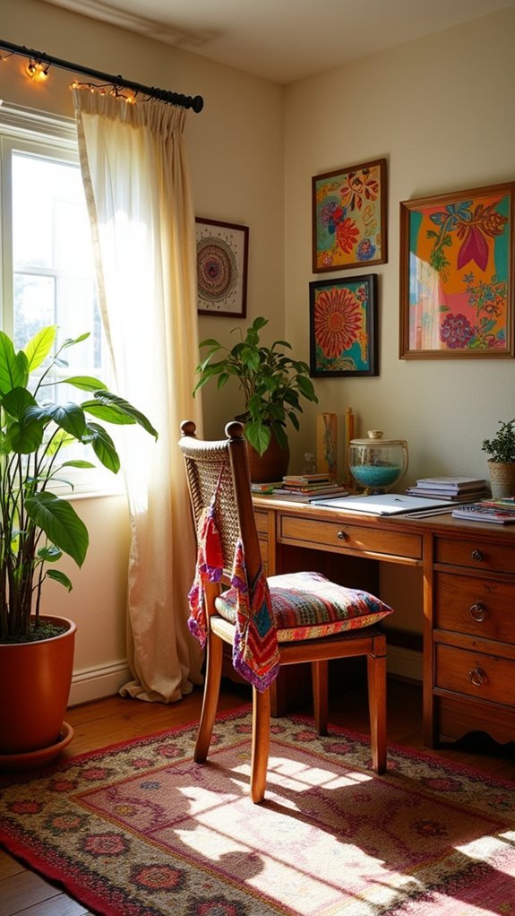vibrant bohemian home office