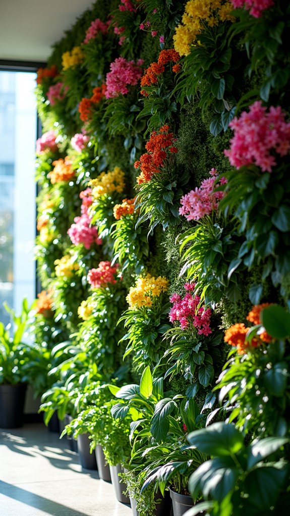 vibrant colorful flower wall