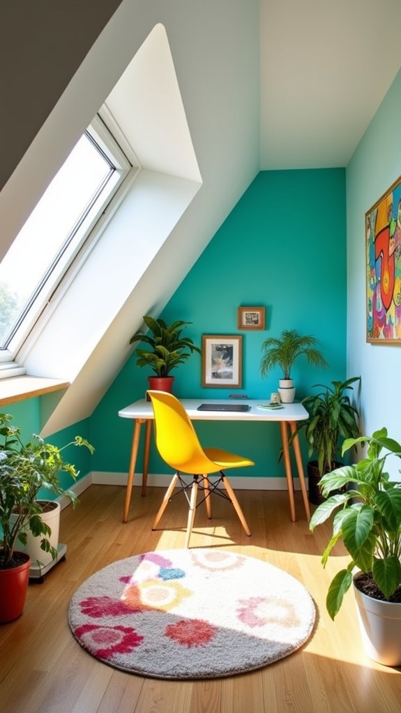 vibrant teal accent wall