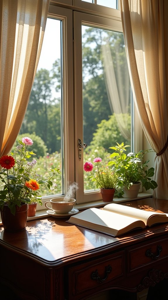 vintage charm enhances workspace