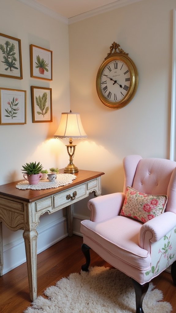 vintage charm enhances workspace