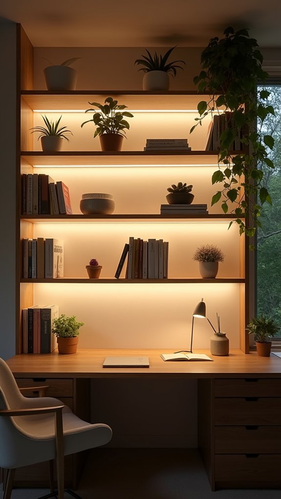 warm glow under shelves