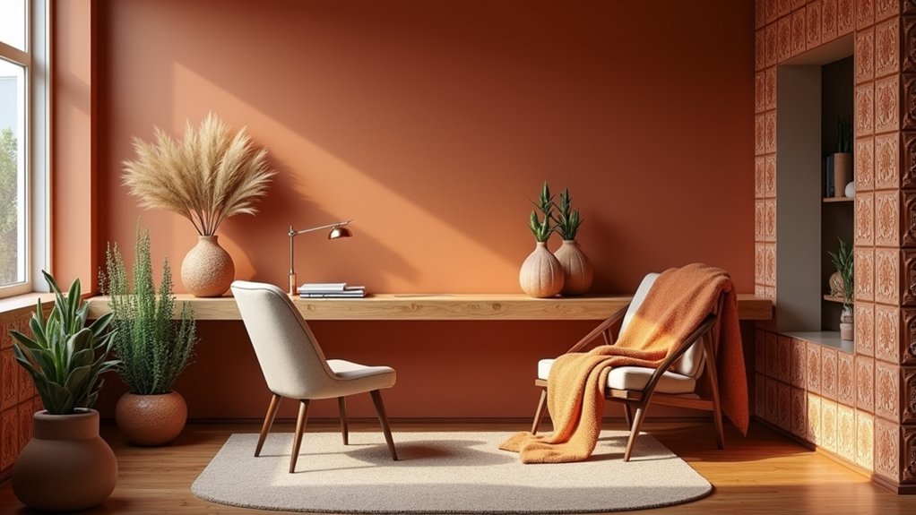 warm terracotta office decor