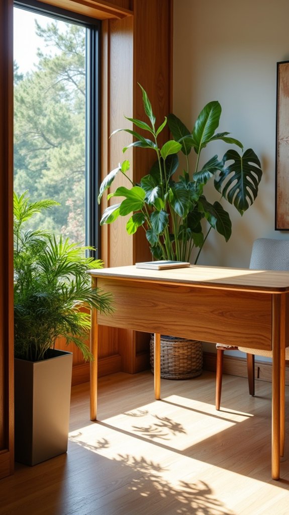 wood accents enhance decor