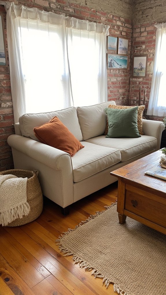 beige sofa earthy tones