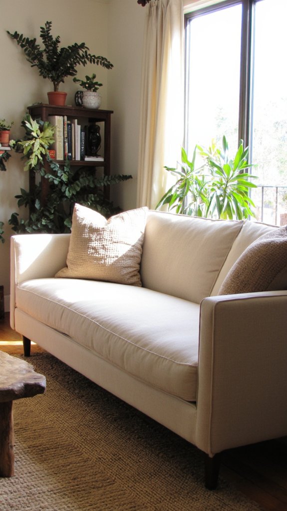 beige sofa enhances elegance