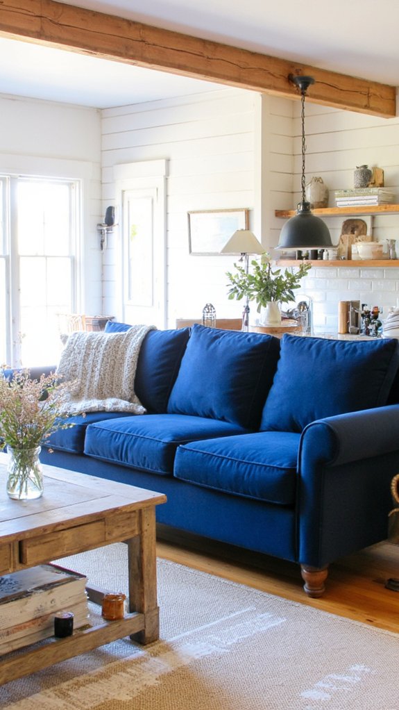 blue velvet farmhouse elegance