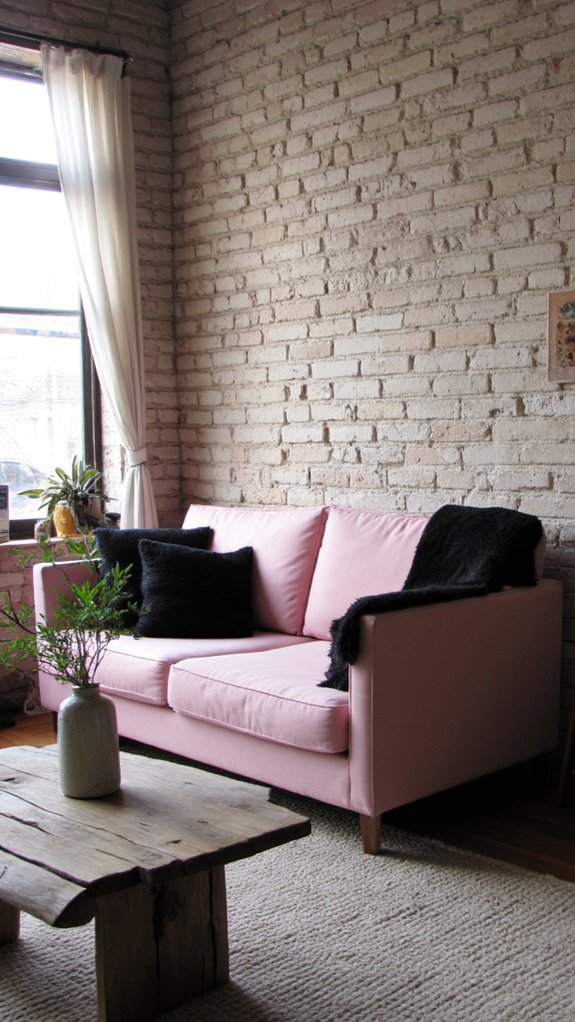 blush pink sofa elegance